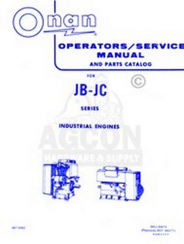 ONAN JB - JC Industrial Operators Parts Service Manual
