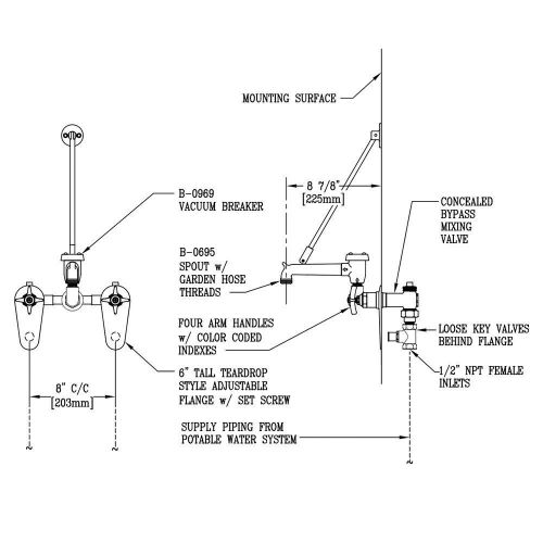 T &amp; s brass b-0699-st service sink fitting for sale