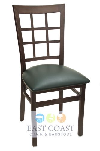 New Gladiator Rust Powder Coat Window Pane Metal Chair with Green Vinyl Seat