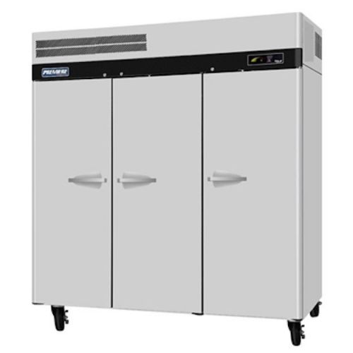 New turbo air 76 cu ft premier ss solid door reach in freezer - 3 full doors!! for sale