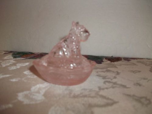 Pink Ice Art Glass Scottie Scottish Terrier Dog Salt Cellar Dip Nest Basket