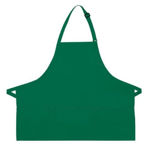 Kelly Green Bib Apron 3 Pocket Craft Restaurant Baker Butcher Adjustable USA New