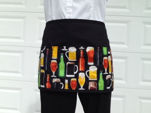 BLACK beers 3 POCKET WAITRESS WAIST APRON BAR CAFE SERVERS   Resturant -USA