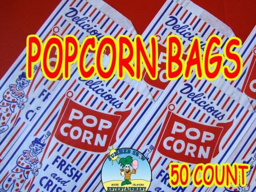 50 1 Ounce oz Popcorn Bags Paper Theater Concession #1