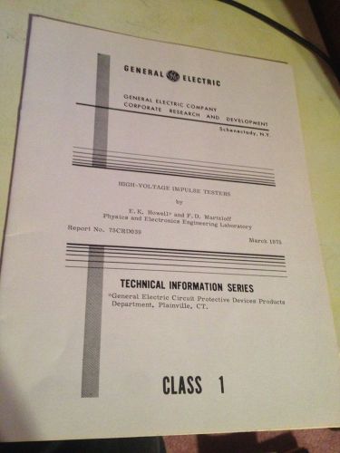 VINTAGE LAB GE GENERAL ELECTRIC HIGH VOLTAGE IMPULSE TESTERS RESEARCH