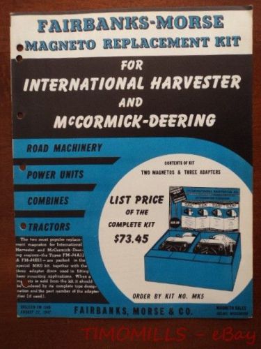 1947 fairbanks morse mccormick deering tractor magneto catalog brochure farmall for sale