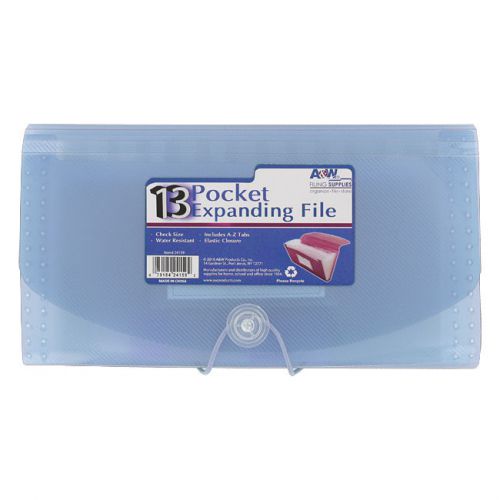A&amp;W Products Expanding File, Receipt-Check Size, 13-Pocket - Blue Color