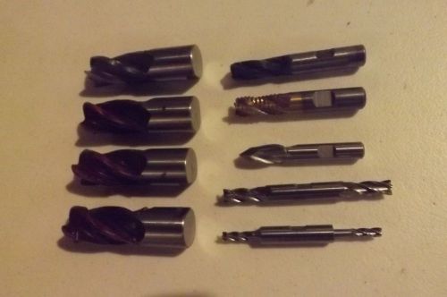 LOT OF 9 USED HSS ENDMILLS USA 3/16 5/16 7/16 1/2 7/8