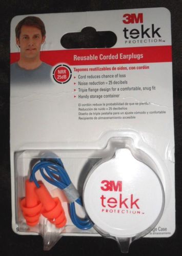 3m tekk protection 1 pair reusable corded earplugs w/ storage case for sale
