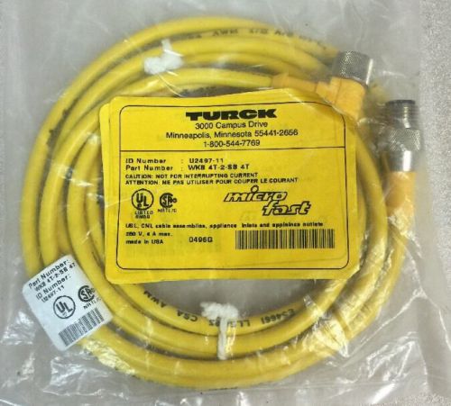 Turck Micro Fast WKB4T-2-SB4T, WKB4T2SB4T, Shipsameday, #1221B