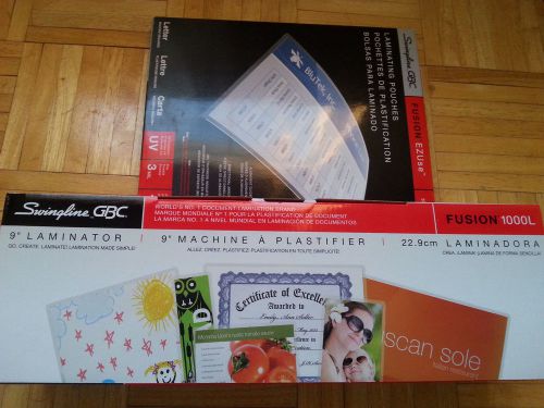 Swingline Fusion 1000L 9&#034; Laminator PLUS 100 SWINGLINE LAMINATING POUCHES