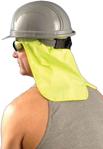 Hi visibility yellow lime elastic terry sweatband w/ or w/o hard hat neck shade for sale