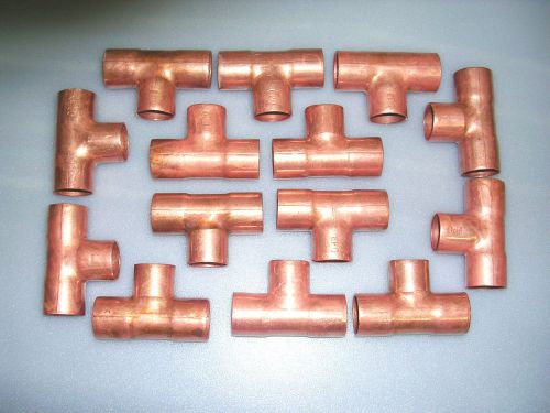 3/4&#034; x 3/4&#034; x 3/4&#034; Copper Slip Tee Fittings (Lot of 14)