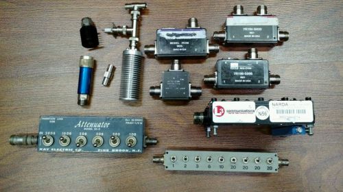 MIXED LOT OF 12 ATTENUATORS &amp; misc electrical test equipment. Narda, Amp, Kay.