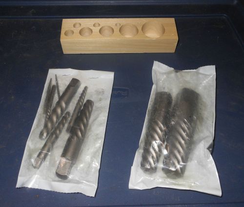 9 PIECE SCREW EXTRACTOR SET  CHICAGO-LABROBE  WITH WOODEN HOLDER