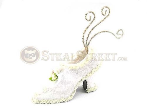 5 1/4 Inch White and Light Yellow Ornate Jewelry Display Slipper