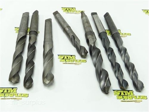 LOT OF 7 HSS 3MT TWIST DRILLS 13/16&#034; TO 1-7/64&#034; PTD HERCULES MORSE CLE-FORGE