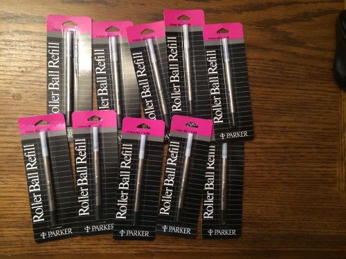 10 Vintage Parker Rollerball Ink Refills Cartridge Black 0.8mm 30215 NIB Sealed