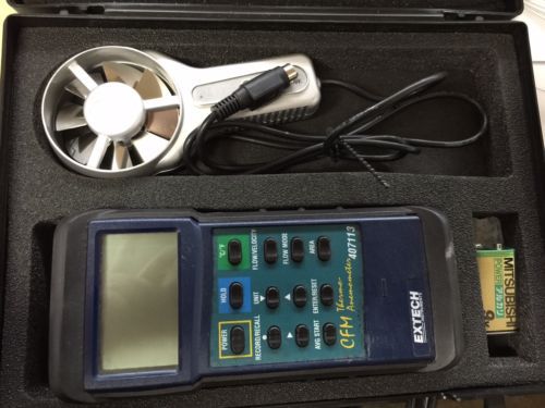 Extech 407113 Heavy Duty CFM Metal Vane Anemometer Used