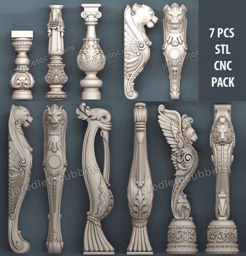 3d STL model CNC 7PCS PACK for Router ArtCam