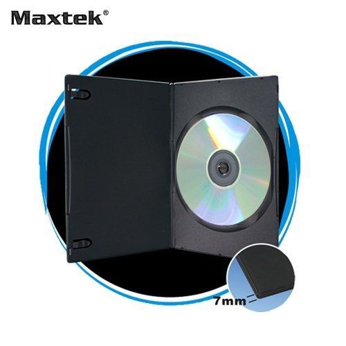 Maxtek 7mm Slim Black Single CD/DVD Case, 100 Pieces Pack.