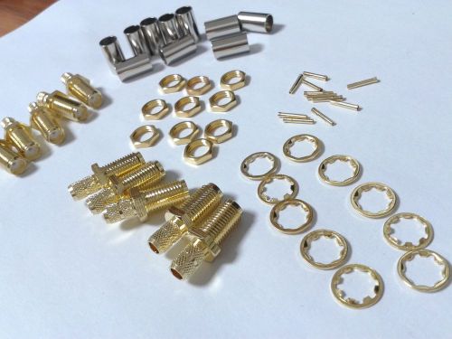 100pcs copper SMA Female Crimp Connector for Coaxial RG58 LMR195 cable