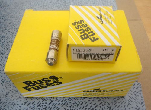 NEW BOX OF 10 BUSSMANN KTK-R-25 LIMITRON FUSE CLASS CC 25A 600V CURRENT LIMITING