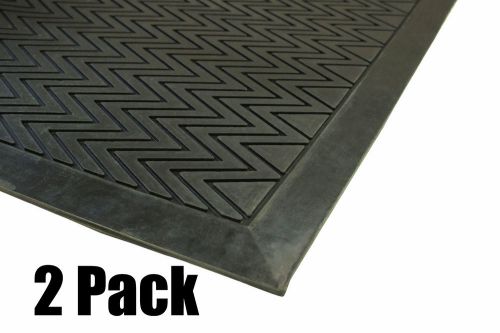 QTY (2) 3x8 Black Rubber Floor Mat Anti Fatigue HD Zig Zag 36&#034; x 96&#034; x 1/2&#034;