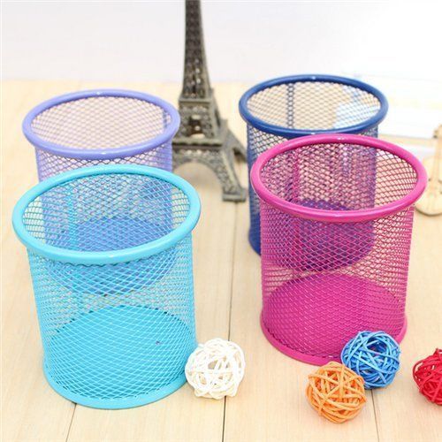 UDTEE 4PCS Colorful Steel Mesh Pencil Cup/Pen Holder/Ruler Organizer/Desk Color