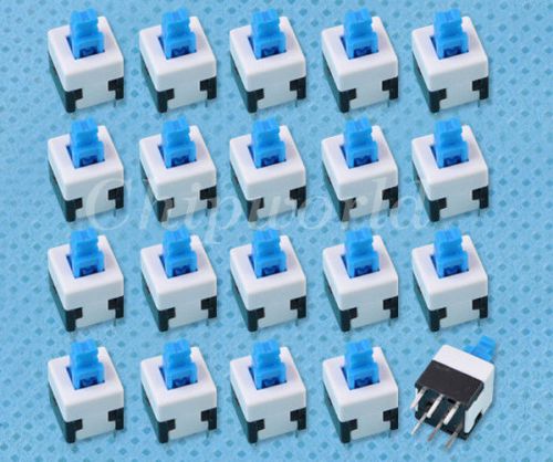 20pcs Blue Cap Self-locking Type Square Button Switch Control 8X8mm