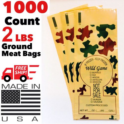 CAMO PRINT WILD GAME GROUND MEAT FREEZER CHUB BAGS 2LB 1000 COUNT