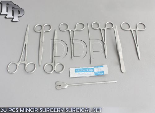 20 PCS MINOR SURGERY SURGICAL VETERINARY INSTRUMENTS KIT FORCEPS SCISSORS