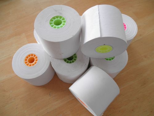 Lot of 9 cash register paper rolls 2 1/4&#034; 1 ply white