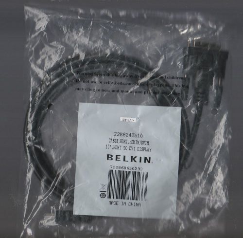 Belkin NEW F2E8242B10 HDMI to DVI DISPLAY Cable Connector Cables 10&#039;  2Q50997