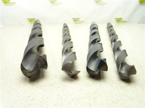 LOT OF 4 HSS 3MT &amp; 4MT TAPER SHANK DRILLS 1/8&#034; TO 1-3/8&#034; USA