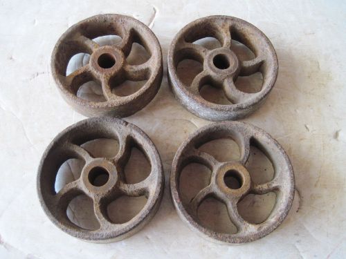 4 Vintage Fairbanks Platform Barn Scale 4&#034; Cast Iron Wheels For Hit Miss Cart