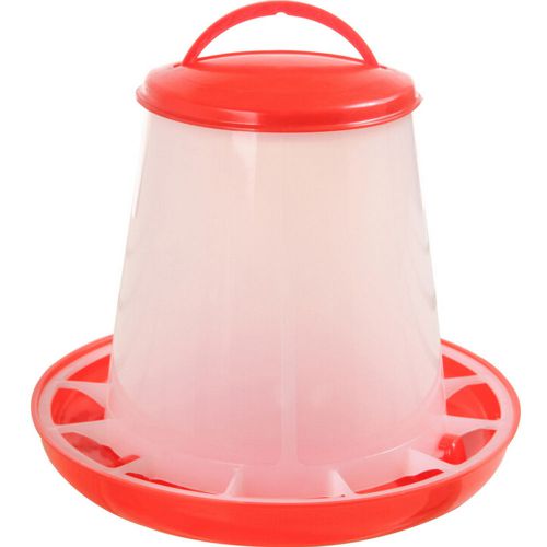 1.5kg Red Plastic Feeder Baby Chicken Chicks Hen Poultry Feeder Lid &amp; Handle ES