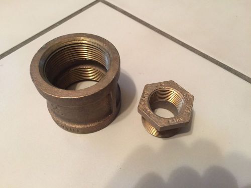 1-1/2&#034; Brass Coupler Threaded, 1&#034; x 3/4&#034; Brass Reducer