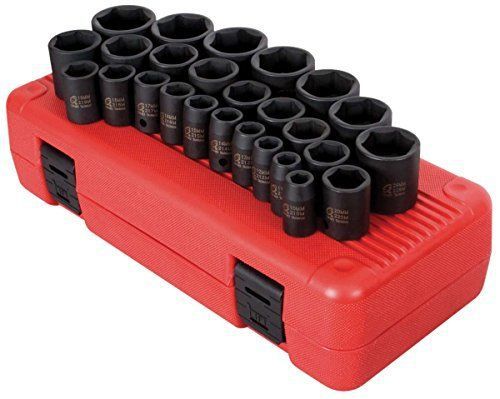 Sunex 2645 1/2-Inch Drive Metric Impact Socket Set, 26-Piece