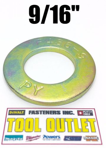 (Qty 25) 9/16&#034; F436 SAE Grade 8 Yellow Zinc Plated Hardened Flat Washers