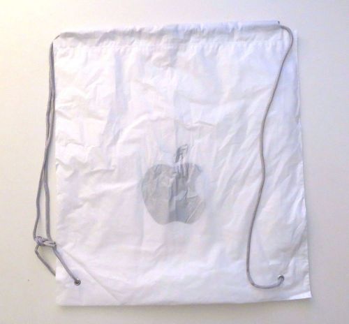 Apple Store plastic drawstring merchandise shopping bag logo backpack white