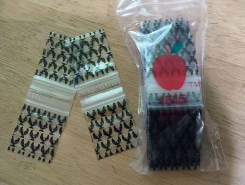 1515 Apple Design Ziplock Baggies 1.5&#034; X 1.5&#034; ORIGINAL Bags black eagle 200ct