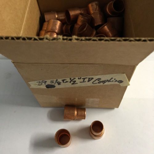New, slightly tarnished  5/8&#034;x1/2&#034; id copper coupling fittings (39) for sale