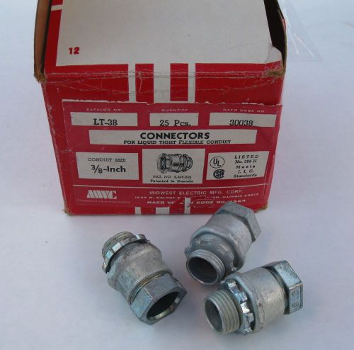 Lot of 25 MWC LT-38 3/8&#034; Conduit Liquid Tight Connectors  Listed UL SA