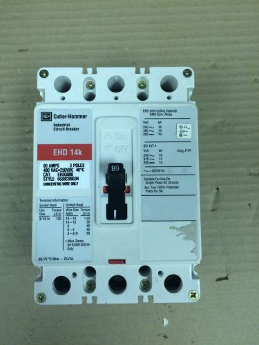 Cutler Hammer EHD 14k 3 pole 80 amp 480v EHD3080 Circuit Breaker