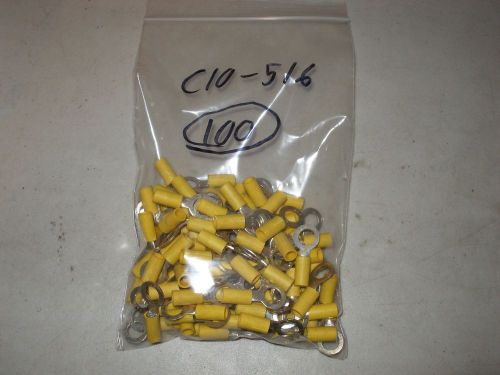 100 thomas &amp; betts t&amp;b 10rc-516 terminal ring tongue 5/16&#034; yellow for sale