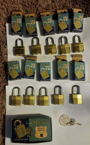 Lot of 10 Master Lock Brass Padlocks #8