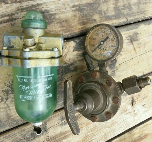 Vintage Oxygen Torchweld Brass Valve NCG Pressure Gauge and Norgren Regulator