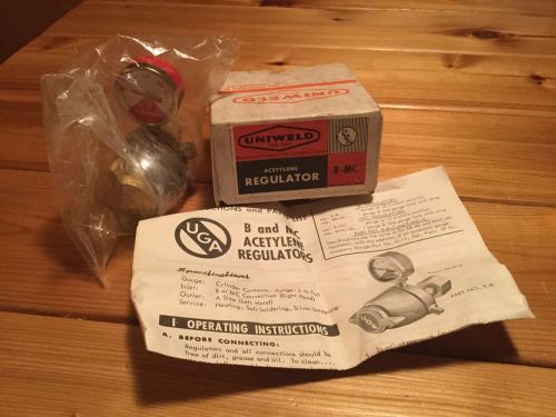 NOS Vintage UNIWELD Acetylene Regulator New In Box R-MC Gauge Brass