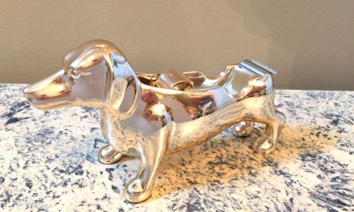 Gold Dachshund Dog Tape Dispenser &amp; Paper Weight Nate Berkus Office